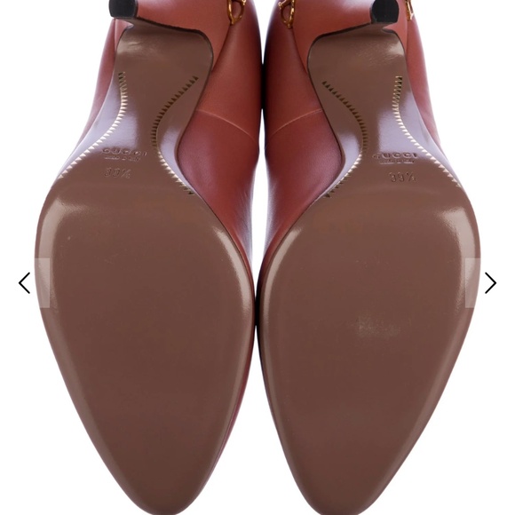 NIB Gucci Horsebit Gold Accent Leather Pumps Heels Women's Size: 39.5 Neutral - Picture 2 of 9